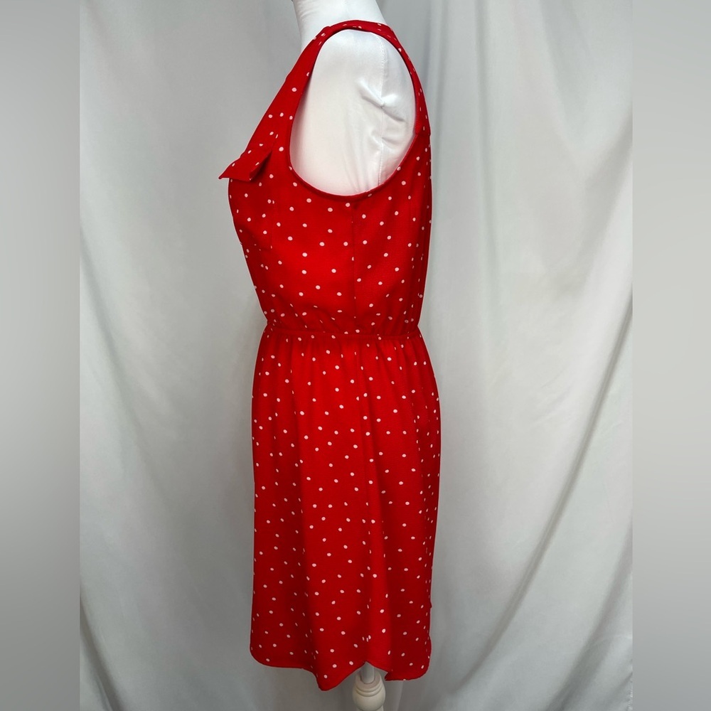 Monteau Los Angeles red polka dot sleeveless V-neck mini dress size M - Picture 5 of 16